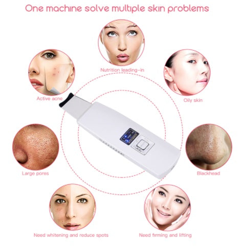 Ultrasonic Skin Scrubber Face Cleanser Blackhead Acne Removal.